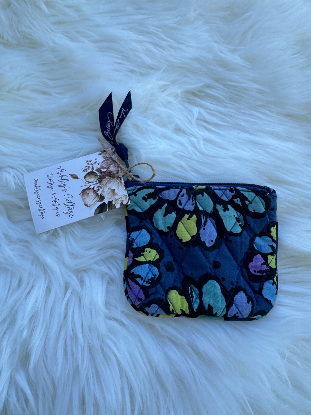 Lilly Pulitzer Navy Quilted Floral Coin Pouch